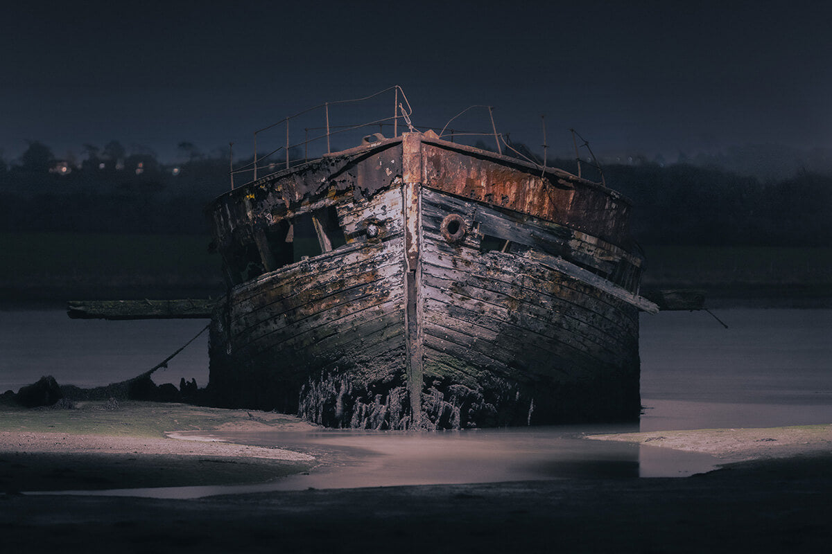 Medina Yellowfin Wreck Night - Isle of Wight Landscape Print
