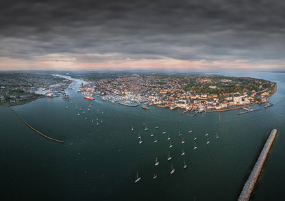 Cowes Seafront Aerial - Isle of Wight Landscape Mounted Print
