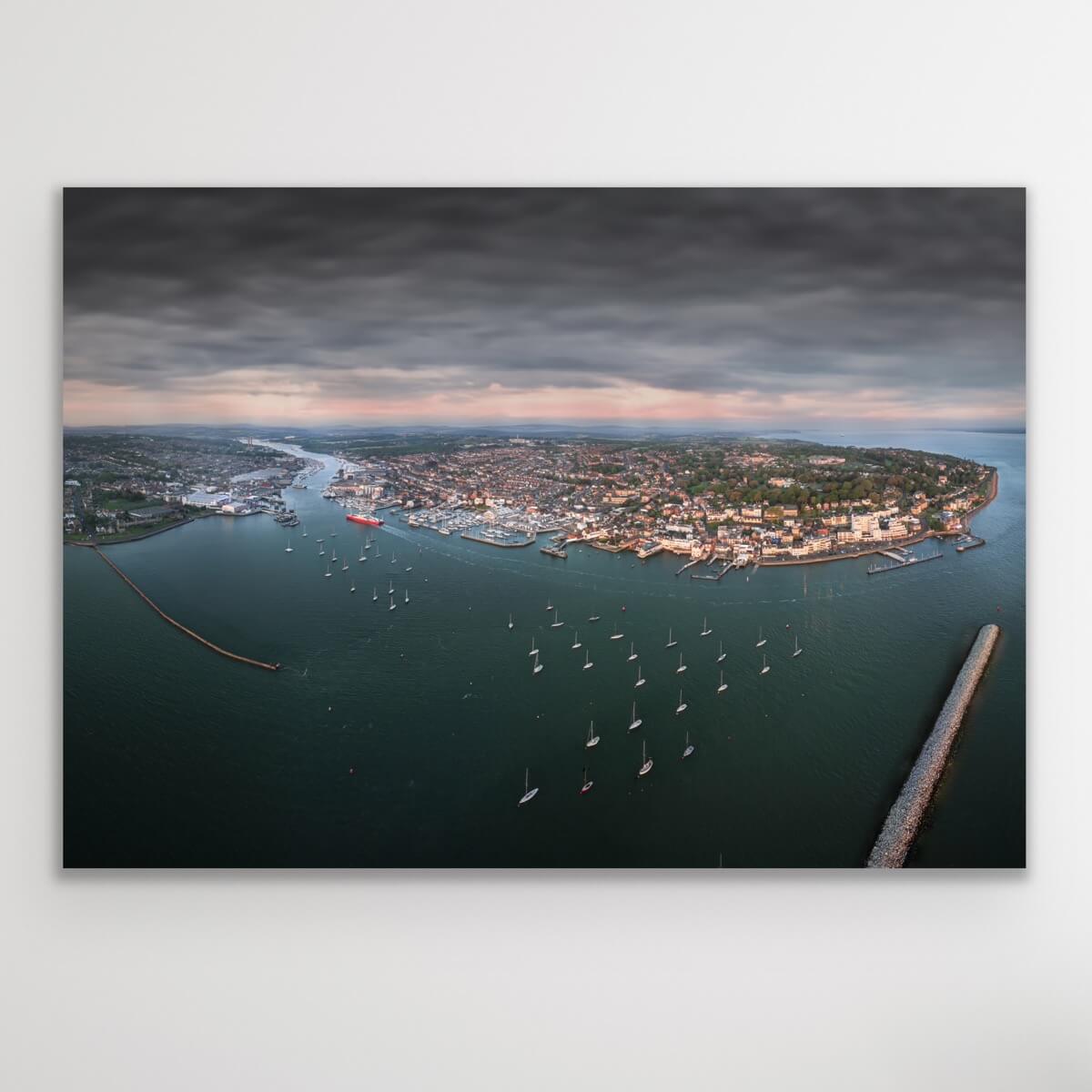 Cowes Seafront Aerial - Isle of Wight Landscape Mounted Print