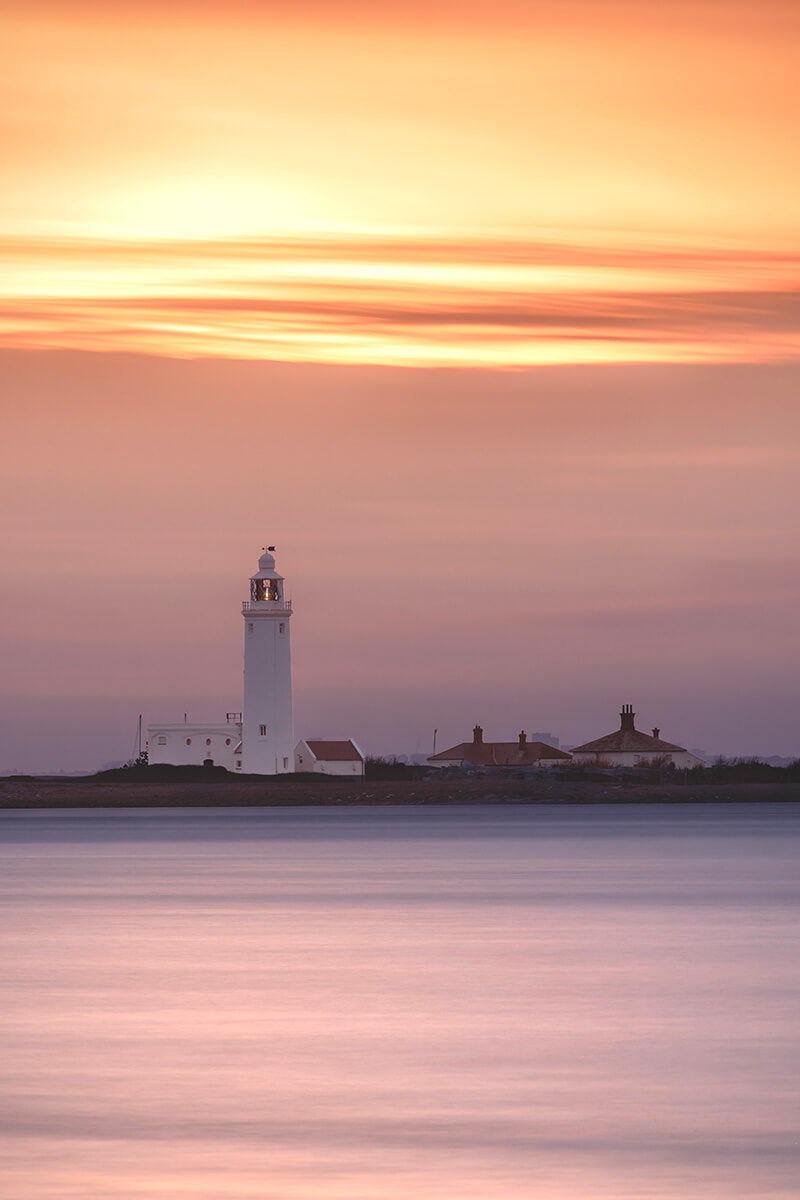 Hurst Point Lighthouse Sunset - Isle of Wight Landscape Mounted Print