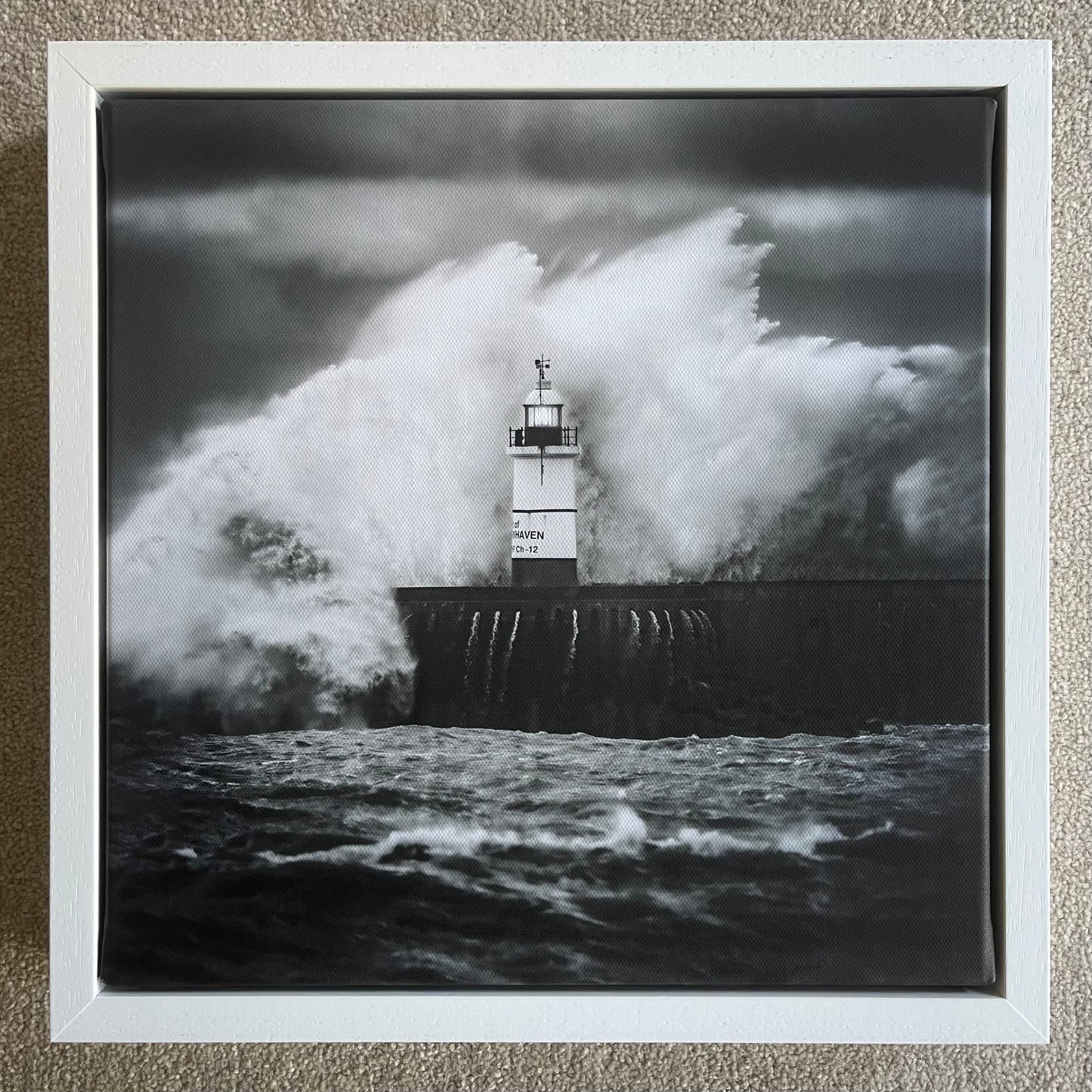 Newhaven Storm B&W - Canvas Floating Frame