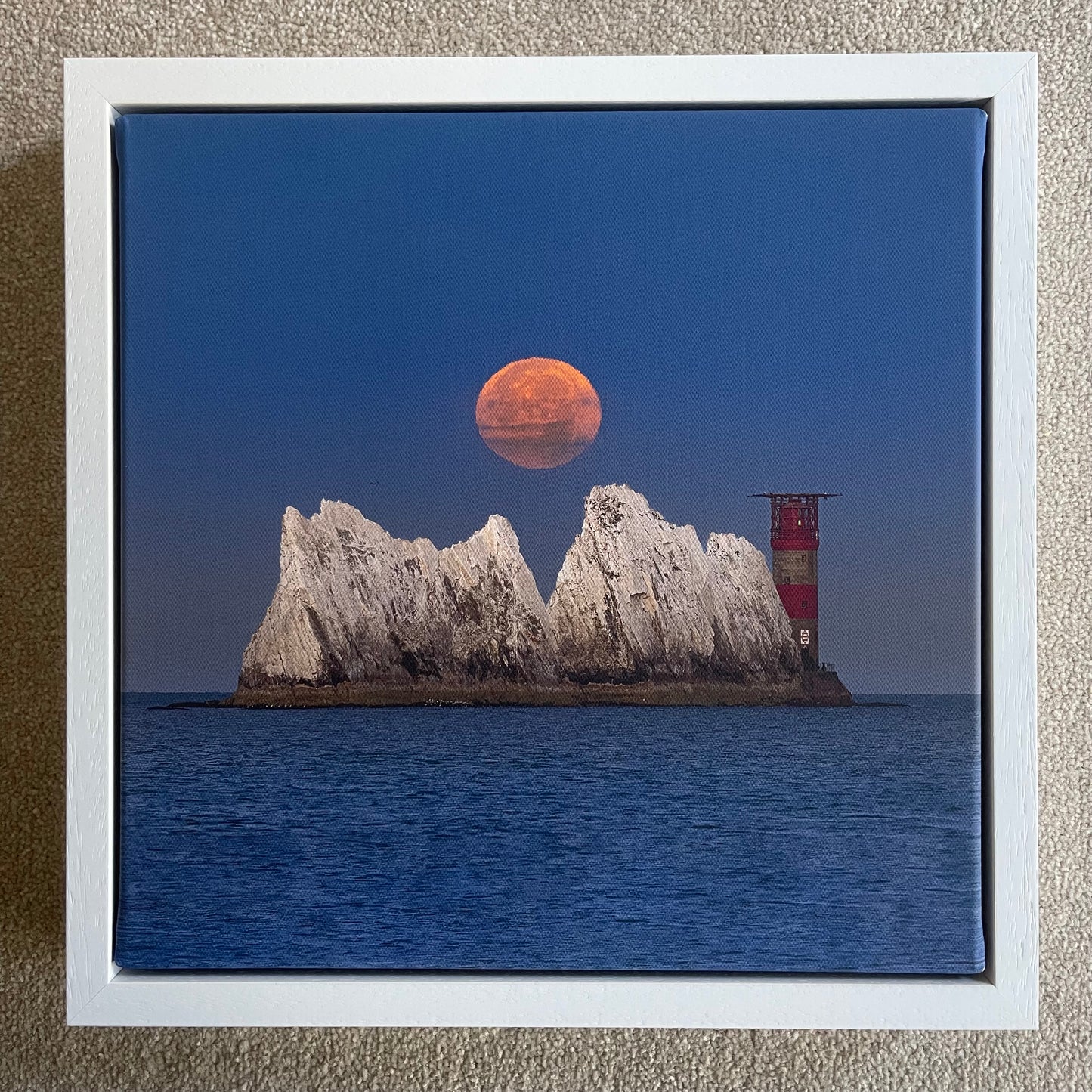 Moonset over The Needles - Canvas Floating Frame