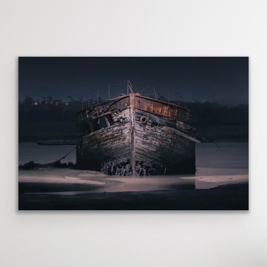 Medina Yellowfin Wreck Night - Isle of Wight Landscape Mounted Print