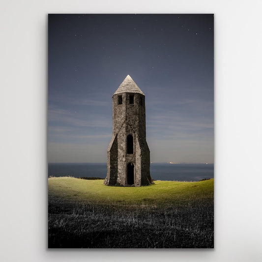 St Catherines Oratory Lit Up - Isle of Wight Mounted Landscap Print