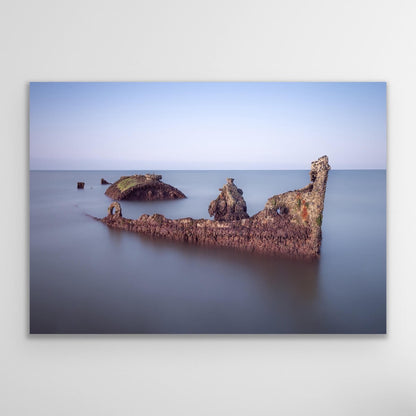 Low Tide (Colour) - SS Carbon, Compton Bay - Isle of Wight Landscape Mounted Print