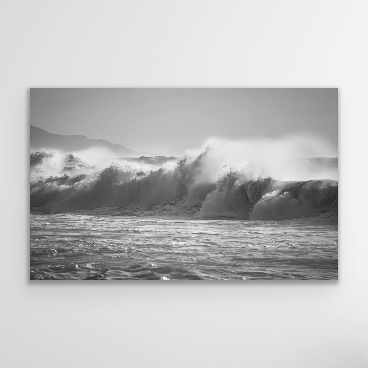 Black and White Rough Sea Wave Breaking Seascape Photograph Gallery Isle of Wight Landscape Prints