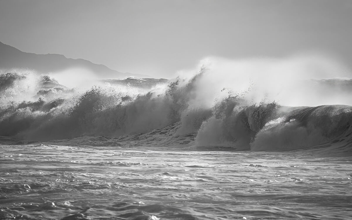 Black and White Rough Sea Wave Breaking Seascape Photograph Isle of Wight Landscape Prints