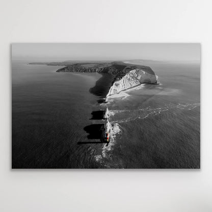 The Needles Aerial Photograph Gallery Isle of Wight Landscape Prints Black White
