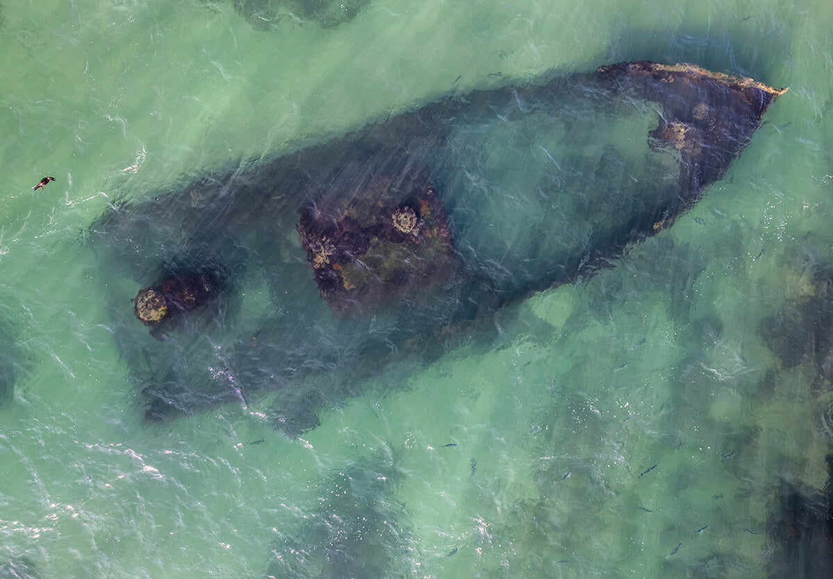 Compton Bay Aerial SS Carbon Wreck Fish Photograph Isle of Wight Landscape Prints
